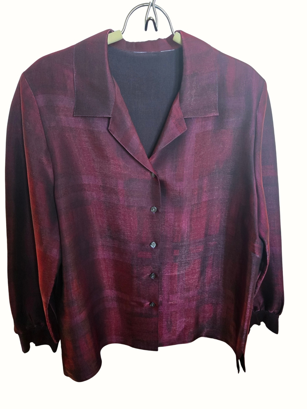 Womens Burgundy Button-Front Blouse